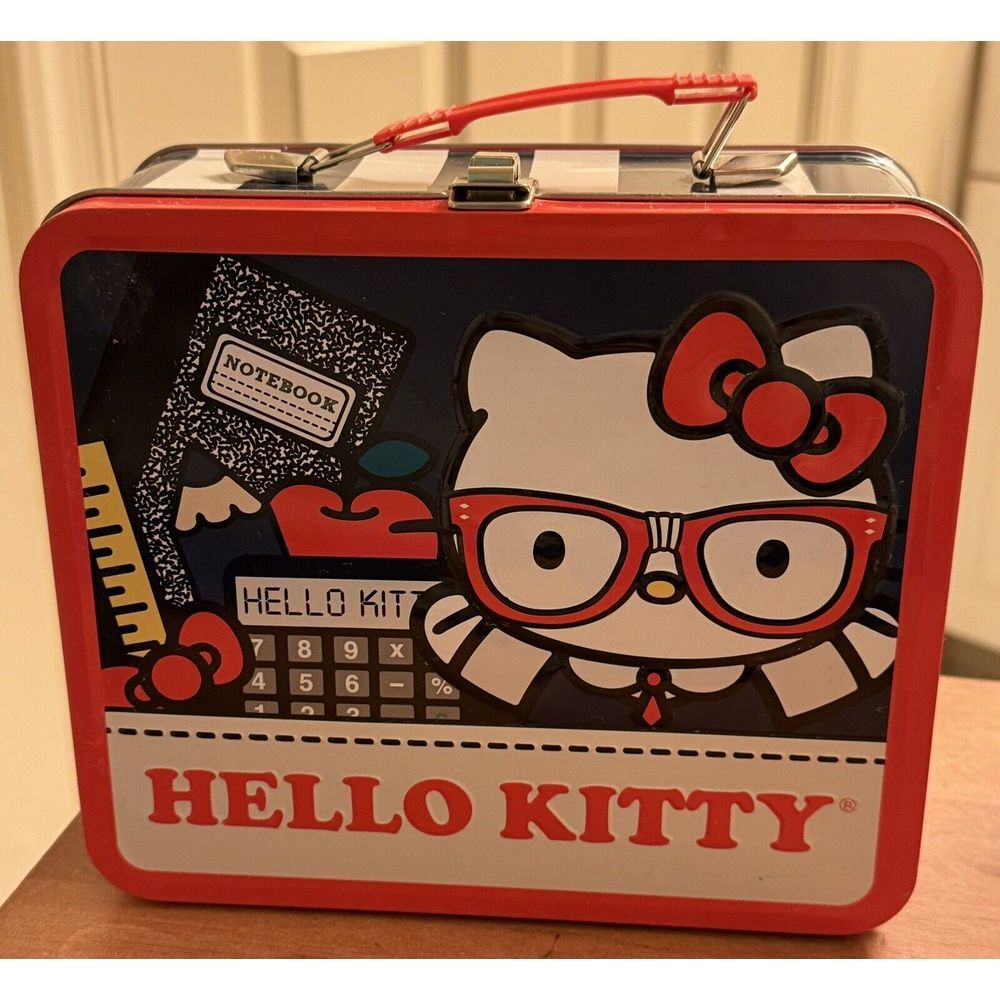 Loungefly Sanrio Hello Kitty Metal Lunchbox‎ 2013 School Red White & Blue